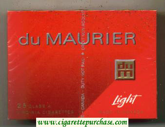 Du Maurier Light 25s Class A cigarettes wide flat hard box